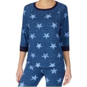 Room Service Blue Star Print 3/4 Sleeve Light Sweater and Drawstring Joggers M